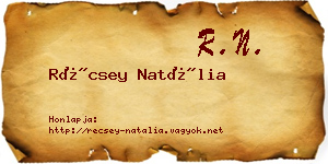 Récsey Natália névjegykártya